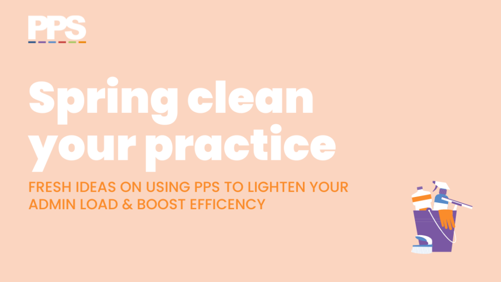 Spring clean your practice title on orange background