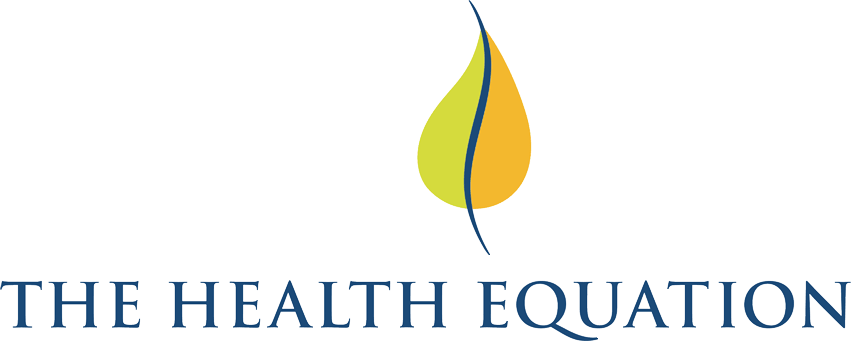 A small leaf next to the text 'The health equation'